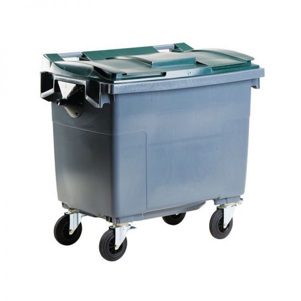 Afvalcontainer 660 liter mobiel grijs/groen