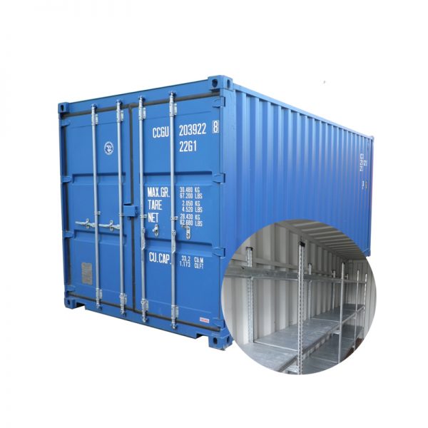 Container 20FT 6x2,44x2,70 met stellingen